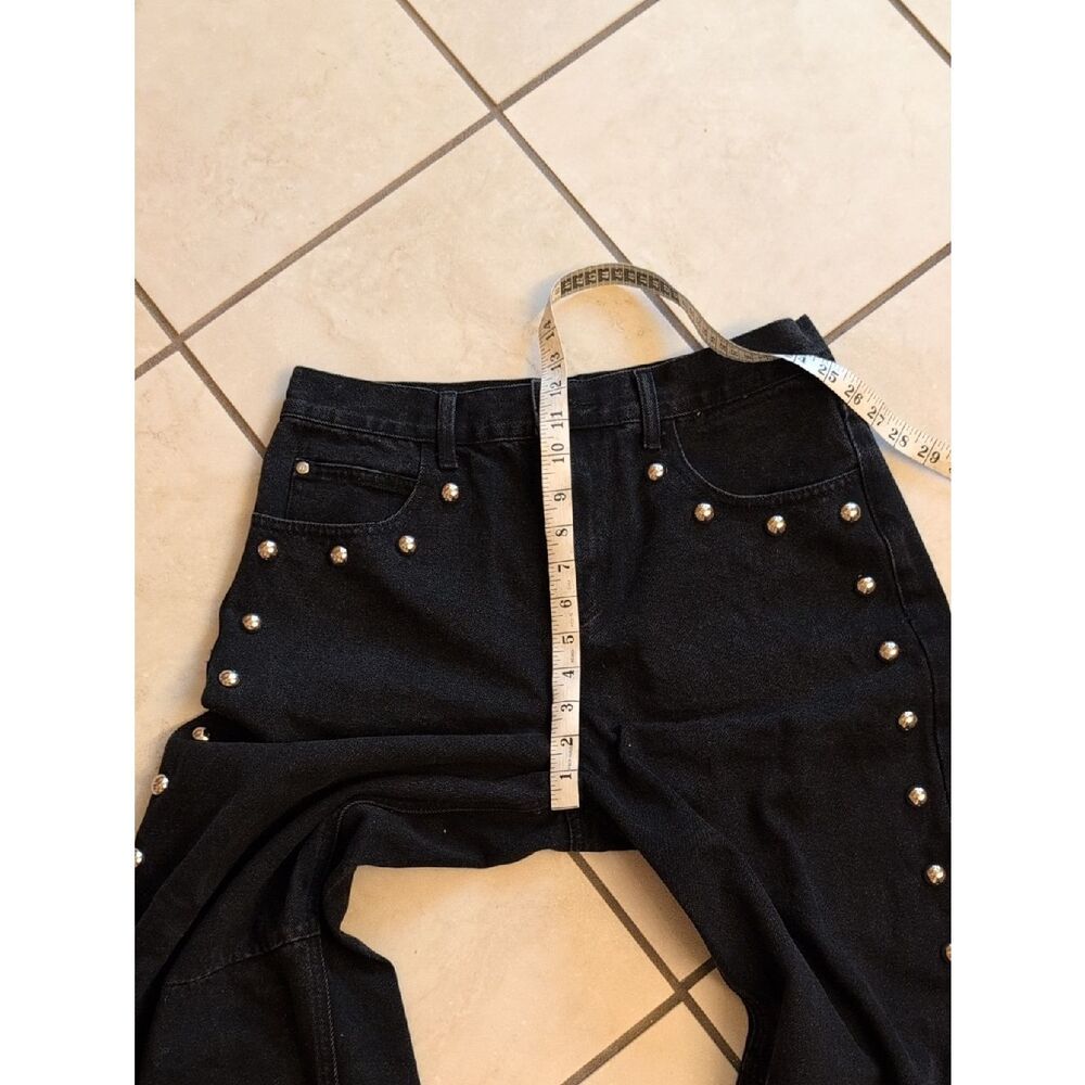 AiiRZ Studded Wide Leg Jeans Black Denim Barrel Pants Size 30 - Picture 13 of 13